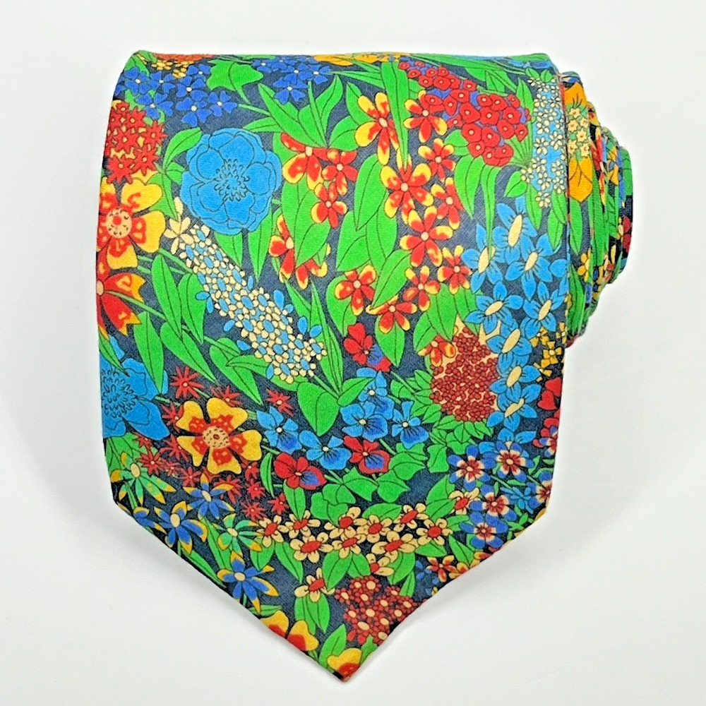 Otaa Australia 100% Cotton Hand-Made XL Necktie Bold Vibrant Colorful Floral 61" - Picture 3 of 9